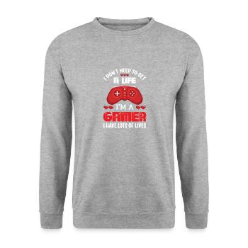 I Don't Need To Get A Life At A Gamer I Have Lots - Unisex Sweatshirt - salt & pepper - Front - Alina (178cm) & Michal (187cm)