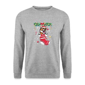 Noël - Mignon Cardigan Welsh Corgi Dog à Noël - Sweat-shirt Unisexe - gris chiné - Devant - Alina (178cm) & Michal (187cm)