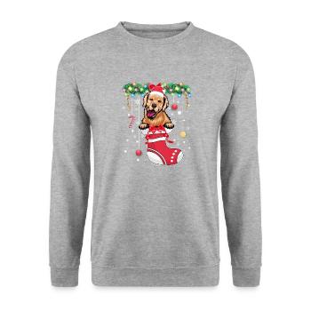 Drôle de Noël - Mignon chien Golden Retriever à Christma - Sweat-shirt Unisexe - gris chiné - Devant - Alina (178cm) & Michal (187cm)