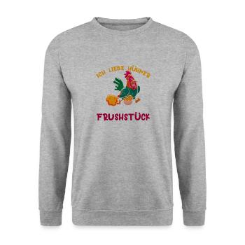 Funny Chicken - Unisex Pullover - Weißgrau meliert - Vorne - Alina (178cm) & Michal (187cm)