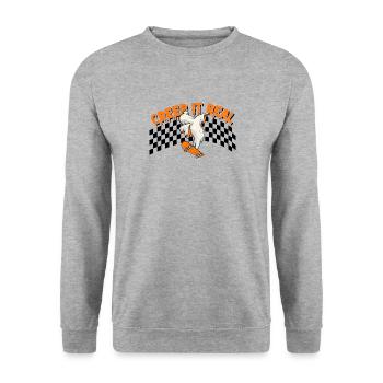 CREEP IT REAL Halloween Ghost - Unisex Pullover - Weißgrau meliert - Vorne - Alina (178cm) & Michal (187cm)