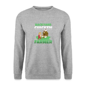 Backyard Chicken Farmer - Unisex Pullover - Weißgrau meliert - Vorne - Alina (178cm) & Michal (187cm)