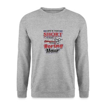 La vie est trop courte pour un ennuyeux - Sweat-shirt Unisexe - gris chiné - Devant - Alina (178cm) & Michal (187cm)