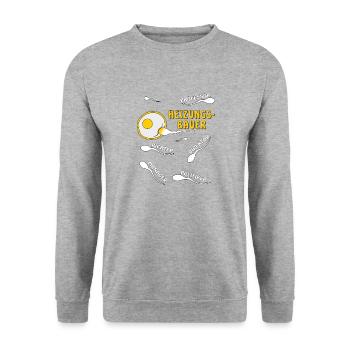 HEIZUNGSBAUER - Unisex Pullover - Weißgrau meliert - Vorne - Alina (178cm) & Michal (187cm)