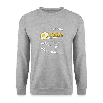 STEINMETZ - Unisex Pullover - Weißgrau meliert - Vorne - Alina (178cm) & Michal (187cm)