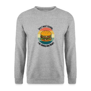 Délicieux hamburger avec citation amusante - Sweat-shirt Unisexe - gris chiné - Devant - Alina (178cm) & Michal (187cm)