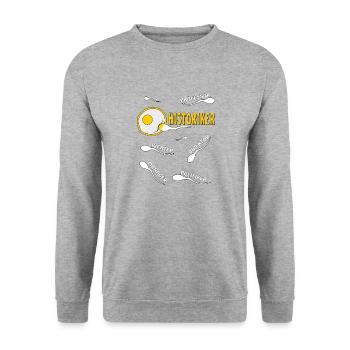 HISTORIKER - Unisex Pullover - Weißgrau meliert - Vorne - Alina (178cm) & Michal (187cm)