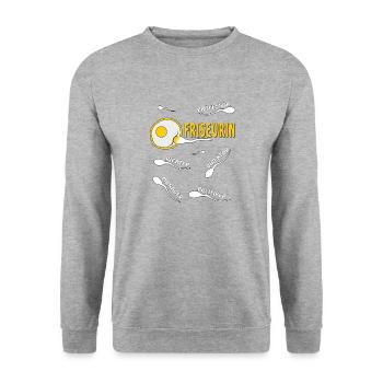 FRISEURIN - Unisex Pullover - Weißgrau meliert - Vorne - Alina (178cm) & Michal (187cm)