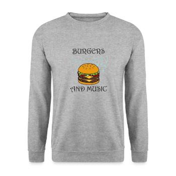 Hamburgers et notes de musique Musician Burger - Sweat-shirt Unisexe - gris chiné - Devant - Alina (178cm) & Michal (187cm)