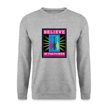 Believe in the Power of Violin - Unisex Pullover - Weißgrau meliert - Vorne - Alina (178cm) & Michal (187cm)