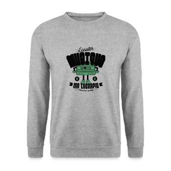Ecouter musique ma thérapie - Sweat-shirt Unisexe - gris chiné - Devant - Alina (178cm) & Michal (187cm)