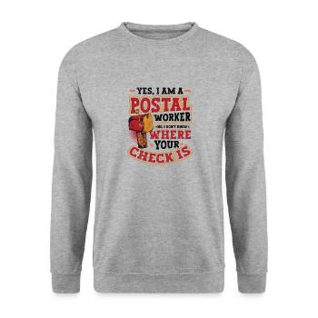 Drôle de bureau de poste de postiers - Sweat-shirt Unisexe - gris chiné - Devant - Alina (178cm) & Michal (187cm)