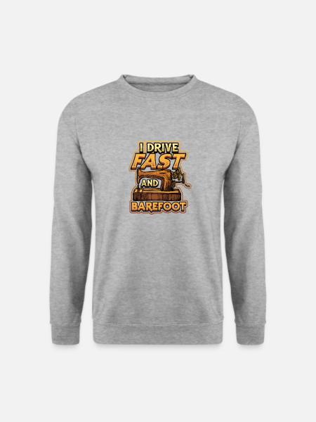Ich Fahre Schnell Und Barfuß Nähmaschine - Unisex Pullover - Weißgrau meliert