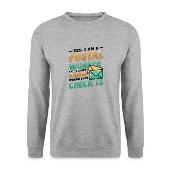 Drôle de bureau de poste de postiers - Sweat-shirt Unisexe - gris chiné - Devant - Alina (178cm) & Michal (187cm)