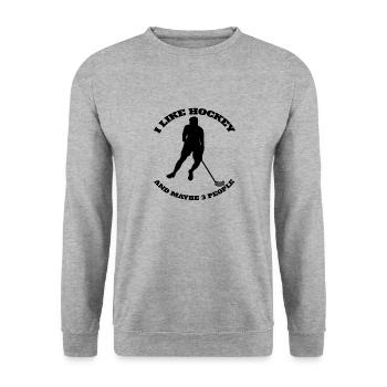 Hockeyspieler Feldhockey Geschenk Unihockey Hockey - Unisex Pullover - Weißgrau meliert - Vorne - Alina (178cm) & Michal (187cm)