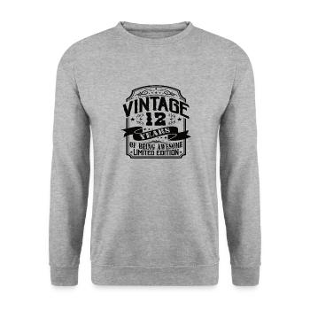 Birthday Vintage 12 Years Limited Edition - Unisex Sweatshirt - salt & pepper - Front - Alina (178cm) & Michal (187cm)