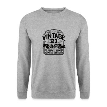 Vintage 21 Years of Being Awesome 21 Birthday - Unisex Sweatshirt - salt & pepper - Front - Alina (178cm) & Michal (187cm)