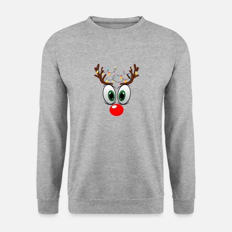 Lustiges Rentiergesicht - Unisex Pullover - Weißgrau meliert