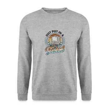 Ouvrez simplement un ticket Help Desk Tech Support - Sweat-shirt Unisexe - gris chiné - Devant - Alina (178cm) & Michal (187cm)