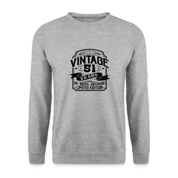 Vintage 51 Years of Being Awesome 51 Birthday - Unisex Sweatshirt - salt & pepper - Front - Alina (178cm) & Michal (187cm)