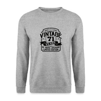 Vintage 71 ans d’être génial 71 anniversaire - Sweat-shirt Unisexe - gris chiné - Devant - Alina (178cm) & Michal (187cm)