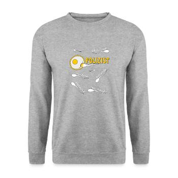 POLIZIST - Unisex Pullover - Weißgrau meliert - Vorne - Alina (178cm) & Michal (187cm)