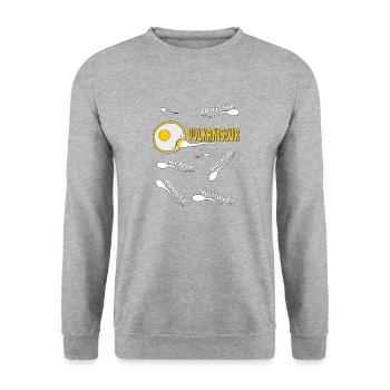 VULKANISEUR - Unisex Pullover - Weißgrau meliert - Vorne - Alina (178cm) & Michal (187cm)