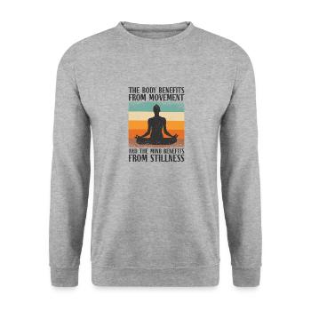 Serenity Meditating Yoga Fan Spiritual Relaxation - Unisex Sweatshirt - salt & pepper - Front - Alina (178cm) & Michal (187cm)