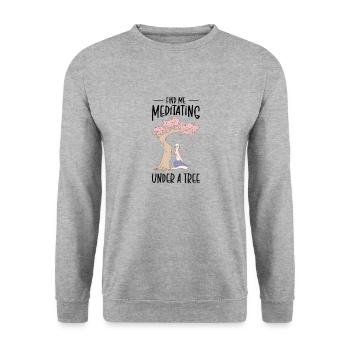 Serenity Meditating Nature Fan Spiritual Yoga - Unisex Sweatshirt - salt & pepper - Front - Alina (178cm) & Michal (187cm)