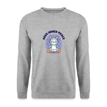 Serenity Cat Yoga Cat Owner Meditation Yoga Fan - Unisex Sweatshirt - salt & pepper - Front - Alina (178cm) & Michal (187cm)