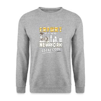 ERFURT IST WIE NEW YORK - Unisex Pullover - Weißgrau meliert - Vorne - Alina (178cm) & Michal (187cm)