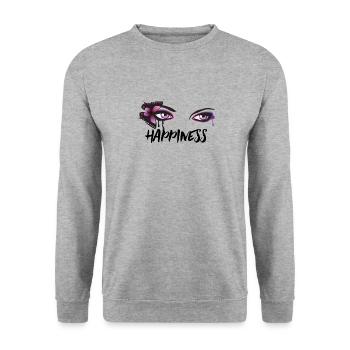 Happiness | Girls Emo clothes | Emocore | Emo Musi - Unisex Sweatshirt - salt & pepper - Front - Alina (178cm) & Michal (187cm)