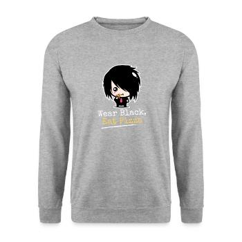 Portez des | à pizza Black Eat Vêtements Emo garçons | Emocores - Sweat-shirt Unisexe - gris chiné - Devant - Alina (178cm) & Michal (187cm)