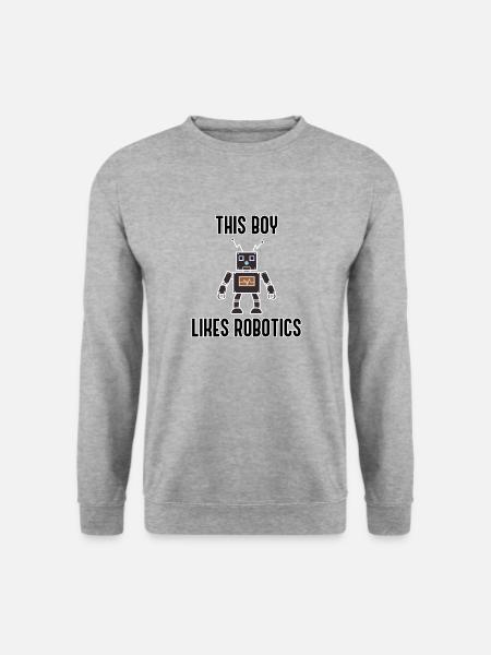 Junge mag Roboter Ironische Robotertechnik - Unisex Pullover - Weißgrau meliert