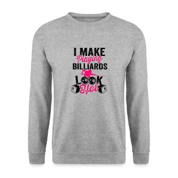 Pocketologist Billard Pool Billard 8 Weiblicher - Unisex Pullover - Weißgrau meliert - Vorne - Alina (178cm) & Michal (187cm)