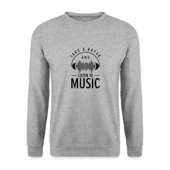 Serenity Music Lover Entspannende Pause - Unisex Pullover - Weißgrau meliert - Vorne - Alina (178cm) & Michal (187cm)
