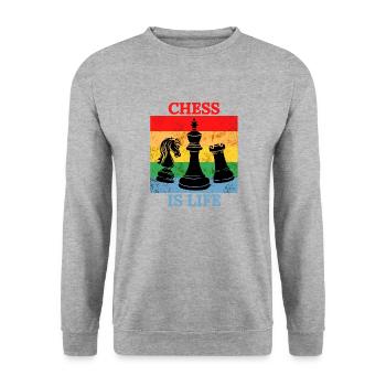 Les échecs colorés sont un t-shirt de vie - Sweat-shirt Unisexe - gris chiné - Devant - Alina (178cm) & Michal (187cm)