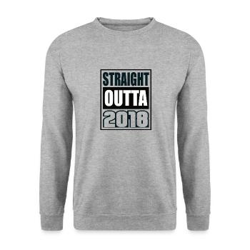 Straight Outta 2018 Geburtstag 2018 Geboren 2018 - Unisex Pullover - Weißgrau meliert - Vorne - Alina (178cm) & Michal (187cm)