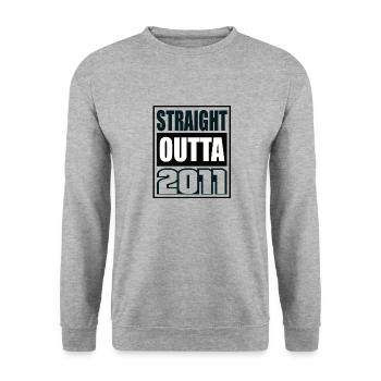 Straight Outta 2011 Geburtstag 2011 Geboren 2011 - Unisex Pullover - Weißgrau meliert - Vorne - Alina (178cm) & Michal (187cm)