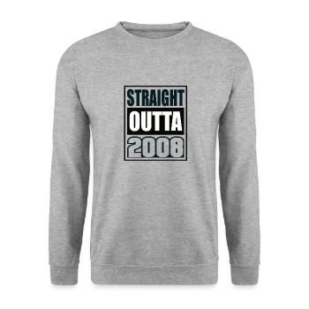 Straight Outta 2008 Birthday 2008 Born 2008 - Unisex Sweatshirt - salt & pepper - Front - Alina (178cm) & Michal (187cm)