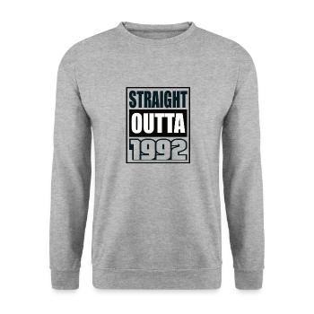 Straight Outta 1992 Geburtstag 1992 Geboren 1992 - Unisex Pullover - Weißgrau meliert - Vorne - Alina (178cm) & Michal (187cm)
