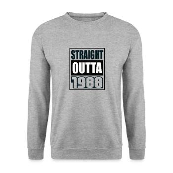 Straight Outta 1988 Geburtstag 1988 Geboren 1988 - Unisex Pullover - Weißgrau meliert - Vorne - Alina (178cm) & Michal (187cm)