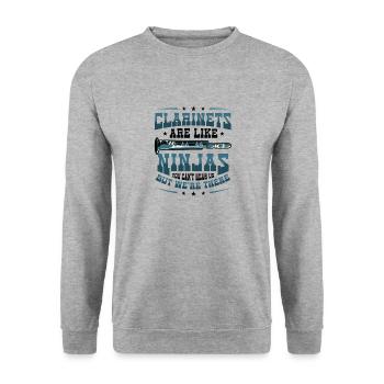 Les clarinettes sont comme des ninjas Marching Band - Sweat-shirt Unisexe - gris chiné - Devant - Alina (178cm) & Michal (187cm)