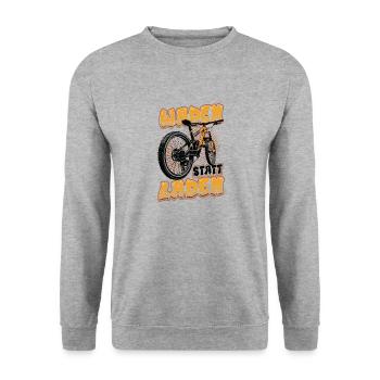 Waden Statt Laden, Mountain Bike, Mtb. - Unisex Pullover - Weißgrau meliert - Vorne - Alina (178cm) & Michal (187cm)