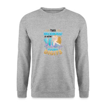 Cette sirène a maintenant 10 ans, à deux chiffres. - Sweat-shirt Unisexe - gris chiné - Devant - Alina (178cm) & Michal (187cm)