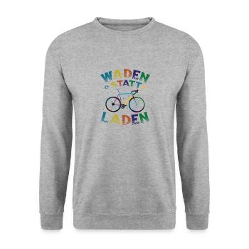 Waden Statt Laden, Mountain Bike, MTB. - Unisex Pullover - Weißgrau meliert - Vorne - Alina (178cm) & Michal (187cm)