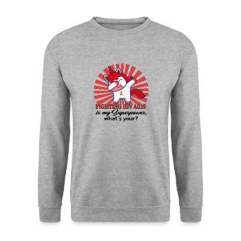 HIV AIDS Awareness Month Shirt, Dabbing Unicorn - Unisex Sweatshirt - salt & pepper - Front - Alina (178cm) & Michal (187cm)