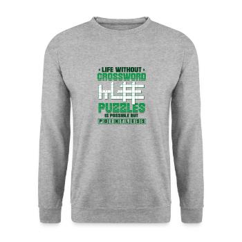 Mots croisés Amateurs de mots croisés - Sweat-shirt Unisexe - gris chiné - Devant - Alina (178cm) & Michal (187cm)