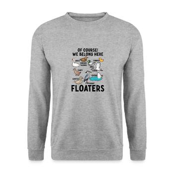 Lustige Tiere Vögel Schwimmer Wir gehören hierher - Unisex Pullover - Weißgrau meliert - Vorne - Alina (178cm) & Michal (187cm)