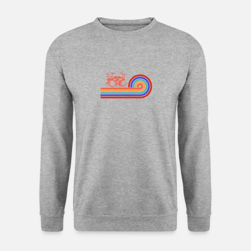 Retro Drummer Player Drums Drummer - Sweat-shirt Unisexe - gris chiné